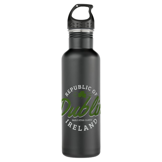 Dublin Ireland Shamrock St. Patricks Day Green Sou Stainless Steel Water Bottle (Front)