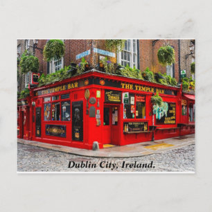 Dublin Ireland Temple Bar cobblestone street Postcard