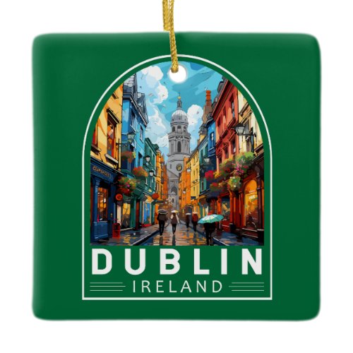 Dublin Ireland Travel Art Vintage Ceramic Ornament