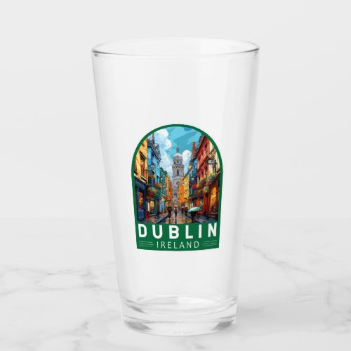 Dublin Ireland Travel Art Vintage Glass