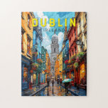Dublin Ireland Travel Art Vintage Jigsaw Puzzle<br><div class="desc">Dublin retro vector travel design. Its historic buildings include Dublin Castle,  dating to the 13th century,  and imposing St Patrick’s Cathedral,  founded in 1191.</div>