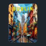 Dublin Ireland Travel Art Vintage Magnet<br><div class="desc">Dublin retro vector travel design. Its historic buildings include Dublin Castle,  dating to the 13th century,  and imposing St Patrick’s Cathedral,  founded in 1191.</div>