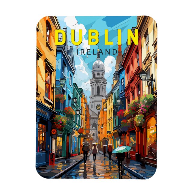 Dublin Ireland Travel Art Vintage Magnet (Vertical)
