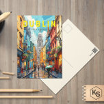 Dublin Ireland Travel Art Vintage Postcard<br><div class="desc">Dublin retro vector travel design. Its historic buildings include Dublin Castle,  dating to the 13th century,  and imposing St Patrick’s Cathedral,  founded in 1191.</div>