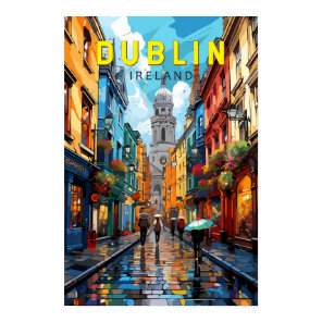 Dublin Ireland Travel Art Vintage Poster