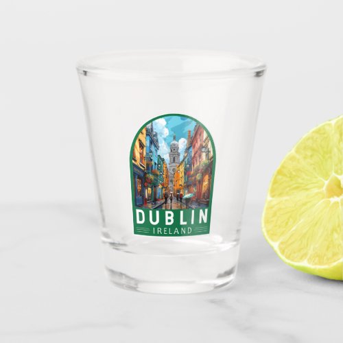 Dublin Ireland Travel Art Vintage Shot Glass