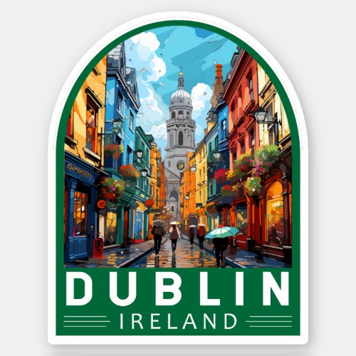 Dublin Ireland Travel Art Vintage Sticker