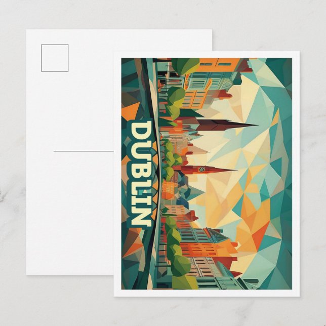 Dublin Ireland Travel artistic colorful Postcard (Front/Back)
