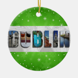 Dublin Ireland Travel Photos Snowflake Christmas Ceramic Ornament