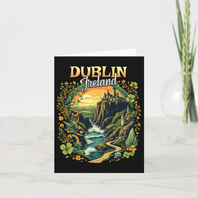 Dublin Ireland Vacation Trip Travel Irish Souvenir Card (Front)