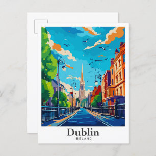 Dublin Ireland Vintage Travel Portrait Postcard