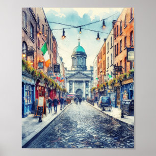 Dublin Ireland Watercolor Poster