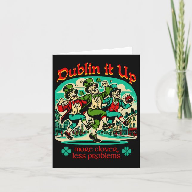 Dublin It Up - Irish Leprechauns Dancing  Card (Front)