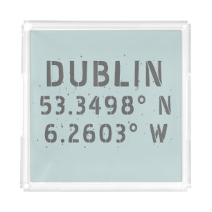 Dublin Latitude Longitude Acrylic Tray