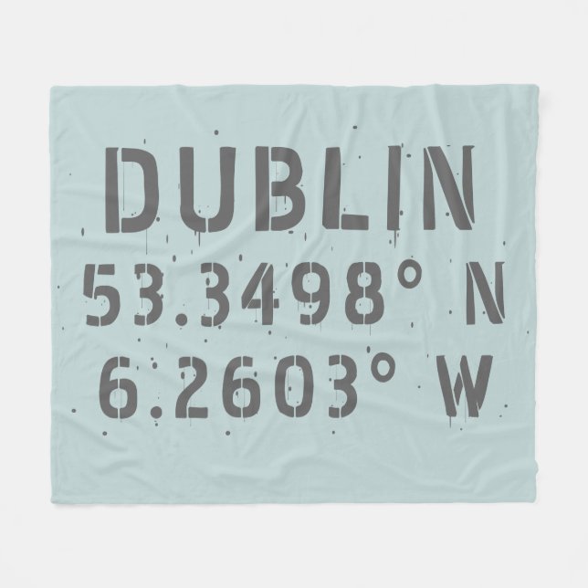 Dublin Latitude Longitude Fleece Blanket (Front (Horizontal))
