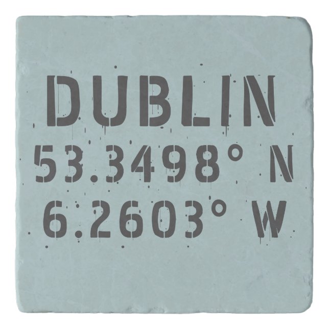 Dublin Latitude Longitude Trivet (Front)