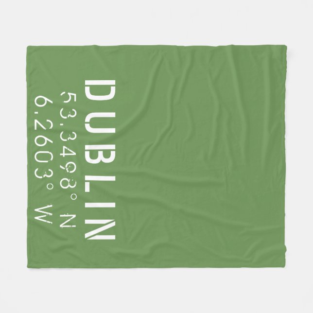 Dublin Longitude Latitude Fleece Blanket (Front (Horizontal))