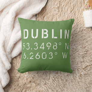Dublin Longitude Latitude Throw Pillow