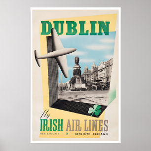 Dublin Print Ireland Travel Poster Irish Airlines