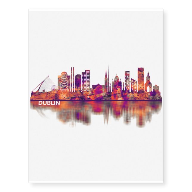 Dublin Republic of Ireland Skyline Temporary Tattoos (Front)