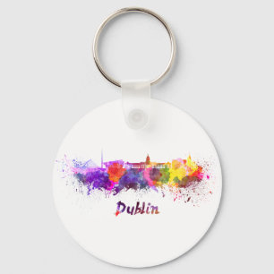 Dublin skyline in watercolor keychain