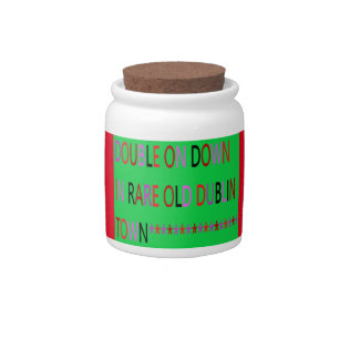 DUBLIN TOWN IRELAND GREEN RED BLACK PURPLE CANDY JAR