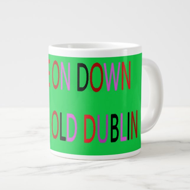 DUBLIN TOWN IRELAND GREEN RED  BLACK PURPLE GIANT COFFEE MUG (Front Right)