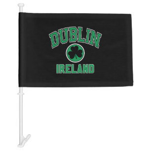 Dublin Varsity Style Shamrock Green Print Car Flag