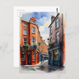 Dublin watercolor art postcard