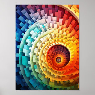 Dubman Designs: Bright Rainbow Spiral Fibonacci Poster