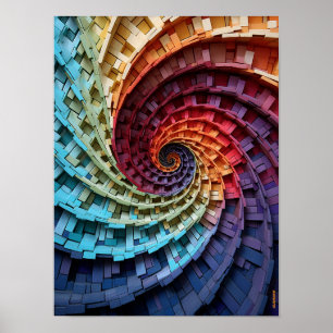 Dubman Designs: Fibonacci Rainbow Trippy Spiral Poster