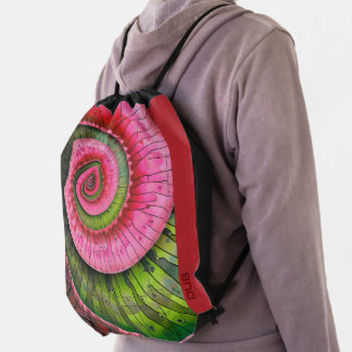 Dubman Designs: Glowing Pink and Green Fibonacci Drawstring Bag