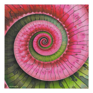 Dubman Designs: Glowing Pink and Green Fibonacci Faux Canvas Print
