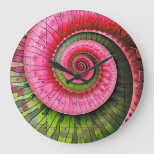 Dubman Designs: Glowing Pink and Green Fibonacci Large Clock