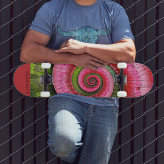 Dubman Designs: Glowing Pink and Green Fibonacci Skateboard