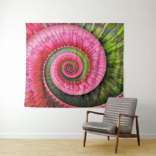 Dubman Designs: Neon Pink and Green Fibonacci  Tapestry