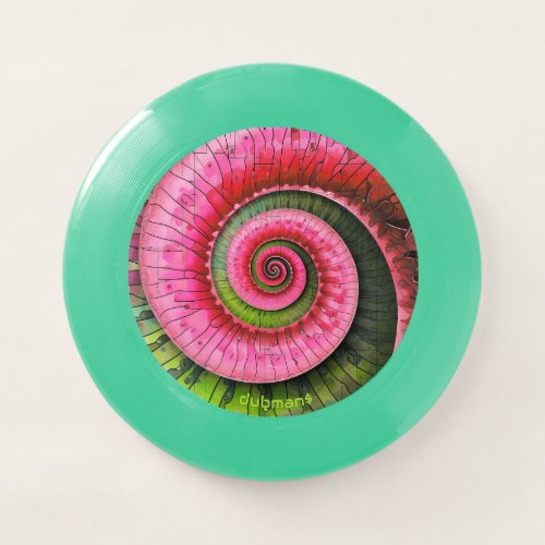 Dubman Designs:Pink and Green Fibonacci Eye Swirl Wham-O Frisbee