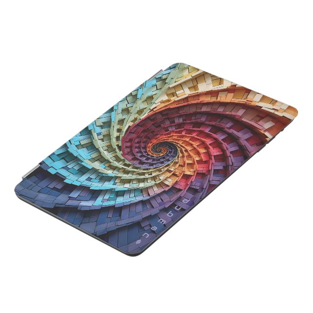 Dubman Does Design:Fibonacci Rainbow Trippy Spiral iPad Mini Cover (Side)