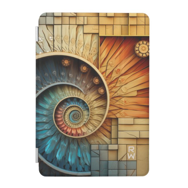 Dubman Does Design: Glowing Fibonacci Spiral Mono iPad Mini Cover (Front)