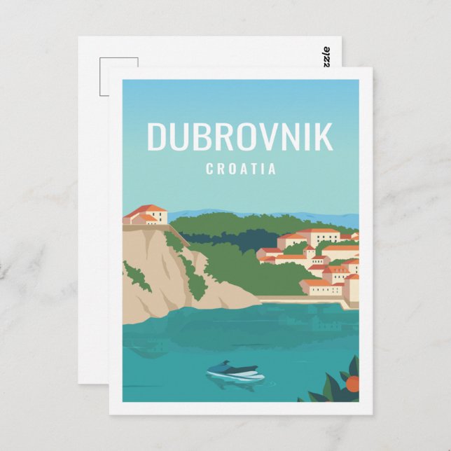 Dubrovnik Croatia Famous Travel Place Illustration Postcard (Front/Back)