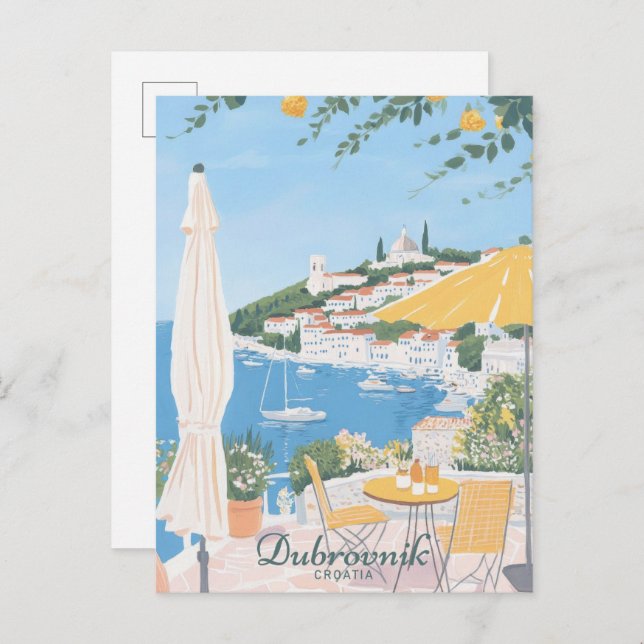Dubrovnik Croatia Gouache Illustration Travel Postcard (Front/Back)