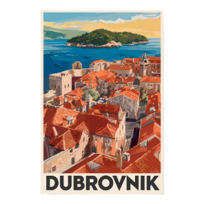 Dubrovnik Croatia Illustration Travel Art Vintage Poster