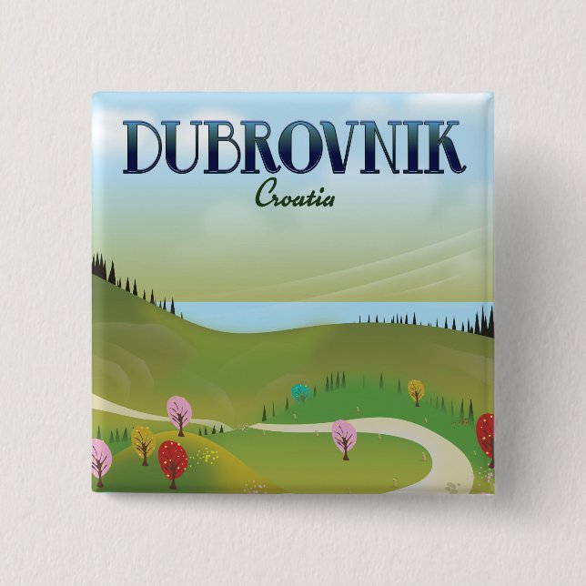dubrovnik croatia landscape poster. button (Front)