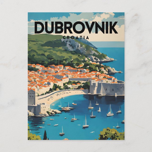 Dubrovnik Croatia Nostalgic Vintage Travel Postcard (Front)