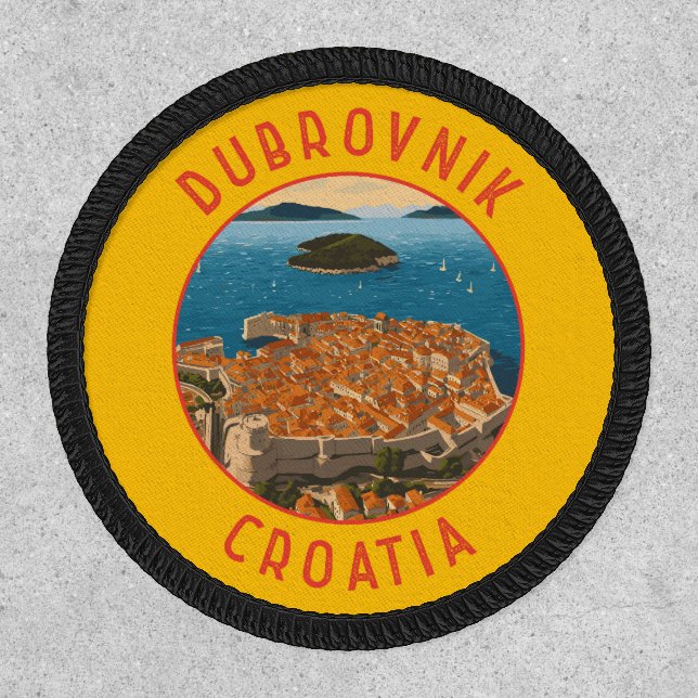 Dubrovnik Croatia Retro Distressed Circle Patch (Front)