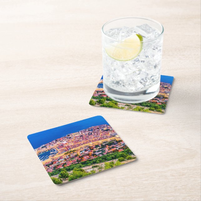 Dubrovnik Croatia Square Paper Coaster (Insitu)