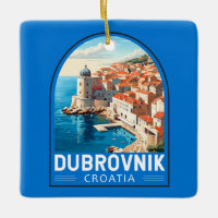 Dubrovnik Croatia Travel Art Vintage
