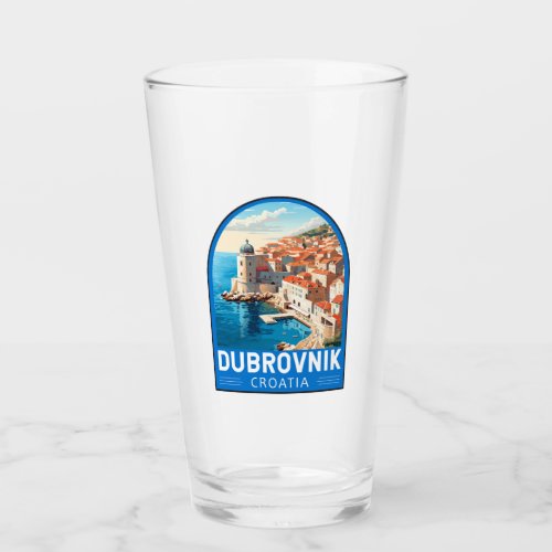 Dubrovnik Croatia Travel Art Vintage Glass