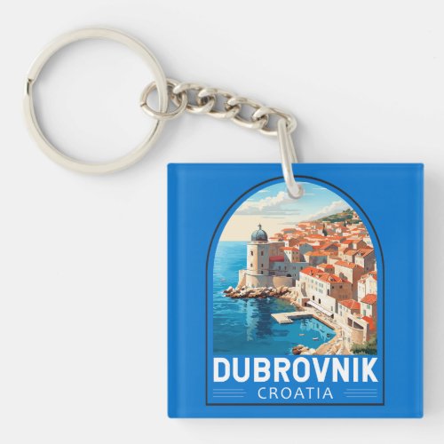 Dubrovnik Croatia Travel Art Vintage Keychain