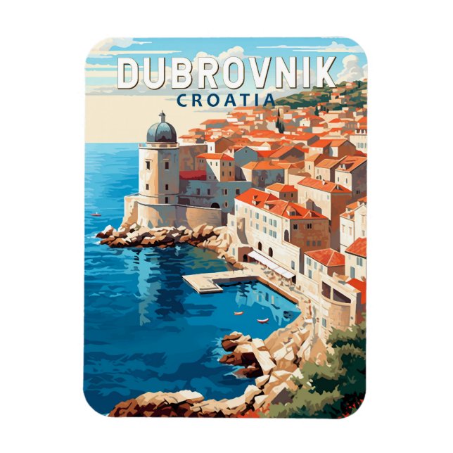 Dubrovnik Croatia Travel Art Vintage Magnet (Vertical)